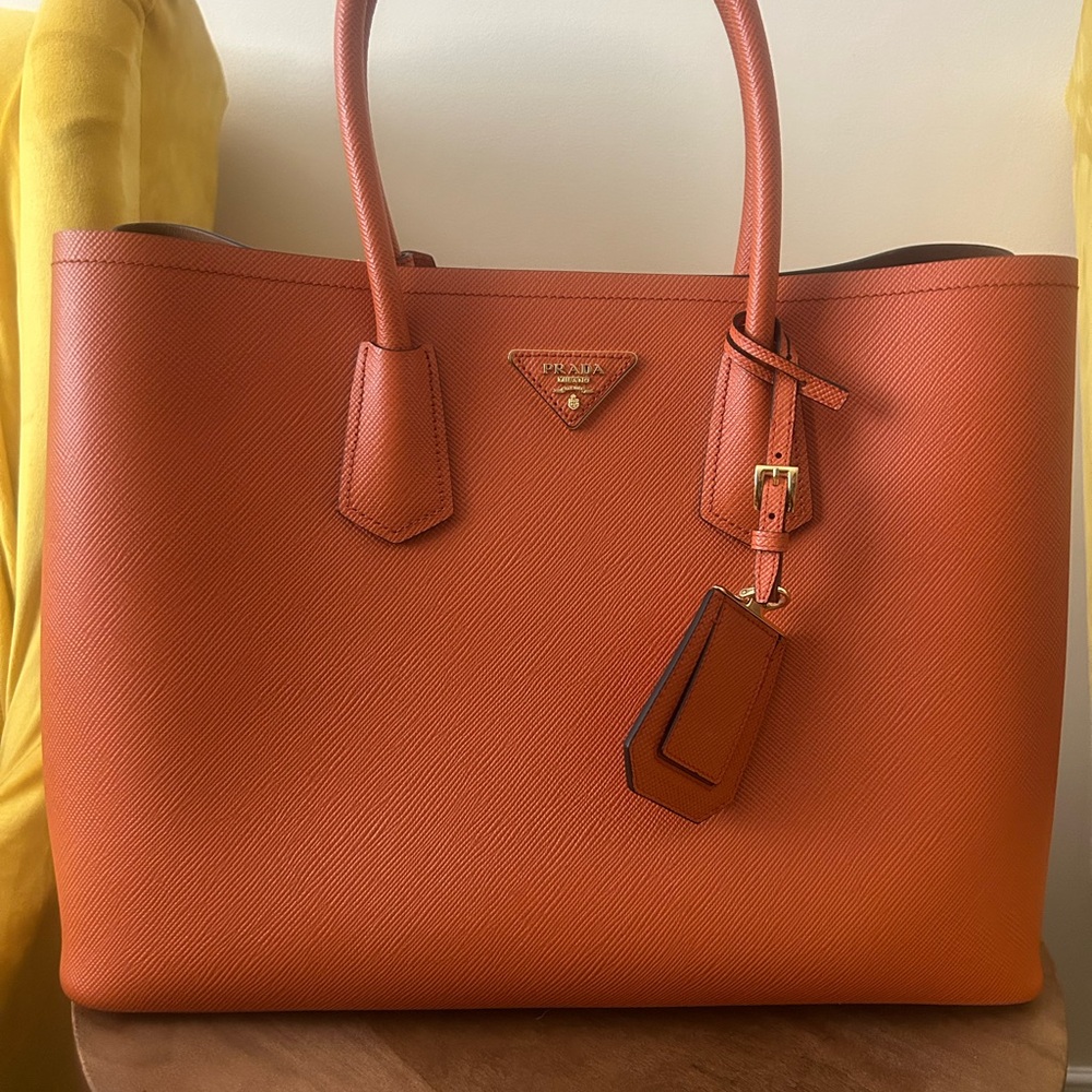 Prada Vibrant Orange Tote Bag